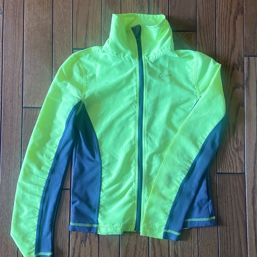 Neon AREO Yellow and Charcoal Active Zip Jacket